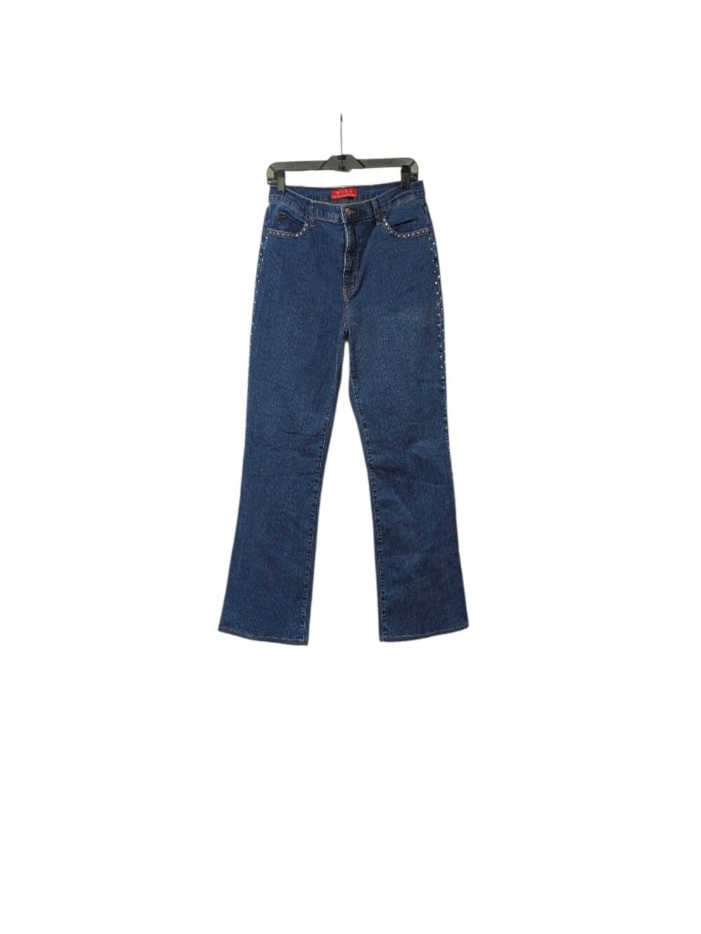 NYDJ Blue Rhinestone Brooke Loose Straight Denim Jeans Casual Sz 12